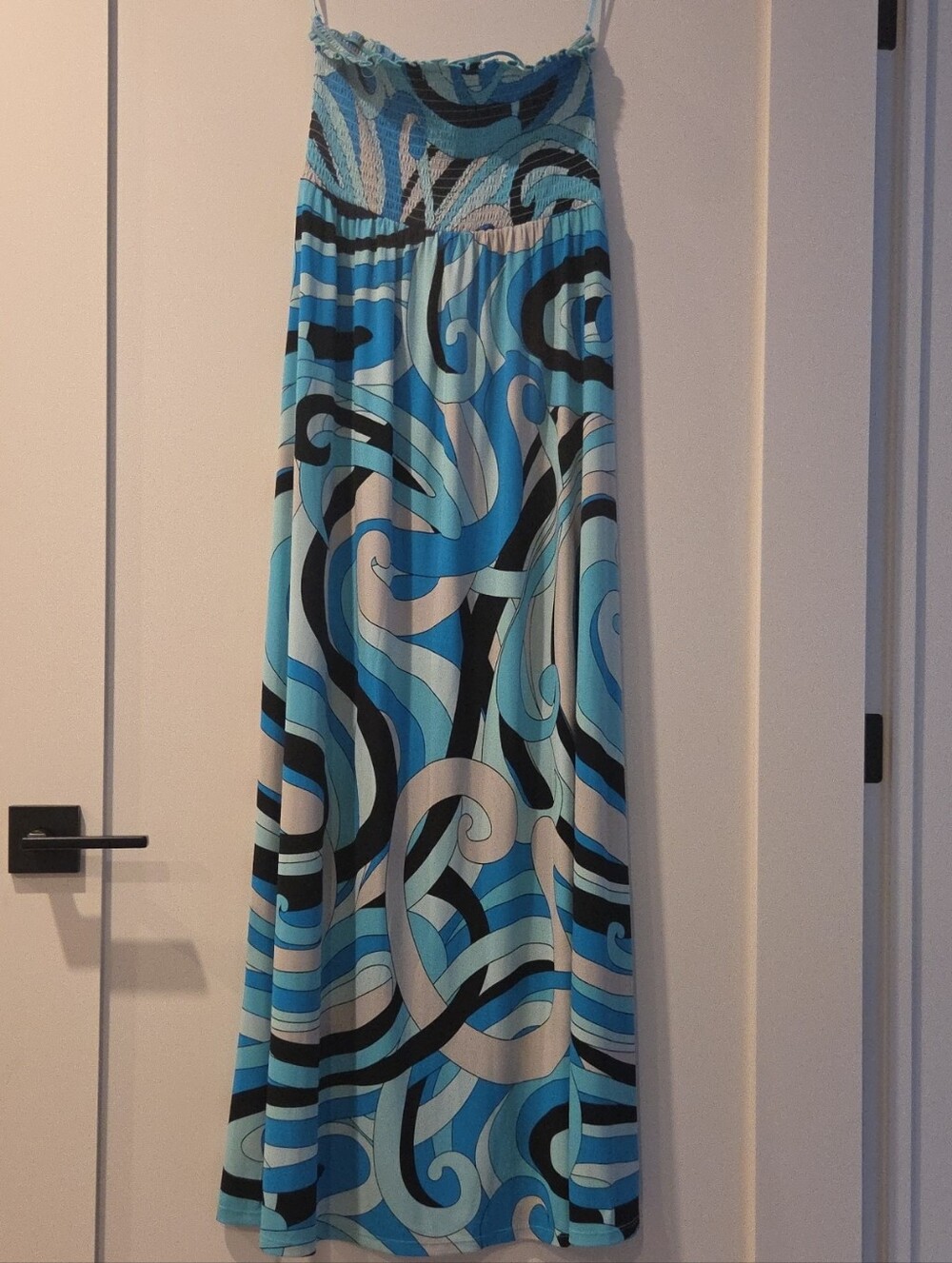 Michael Kors Blue, Black & White Swirl Maxi Skirt